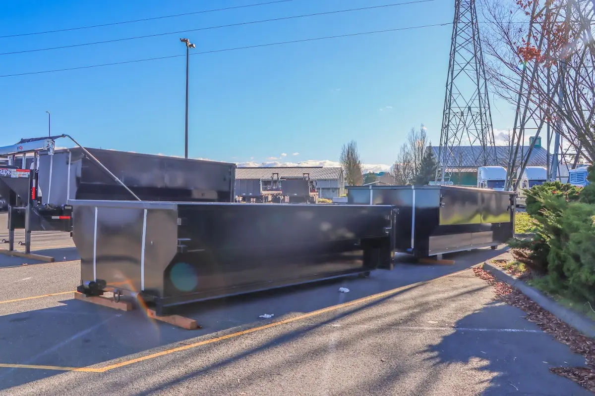 Roll-off dumpster ready for waste disposal at job site for 6 Yard Dumpster Rental in Utica